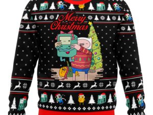 Merry Christmas Bmo Finn Aventure Timeugly Christmas Sweater - Image 1