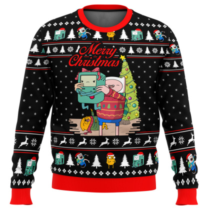 merry christmas bmo finn aventure timeugly christmas sweater 1 Merry Christmas Bmo Finn Aventure Timeugly Christmas Sweater - Image 1