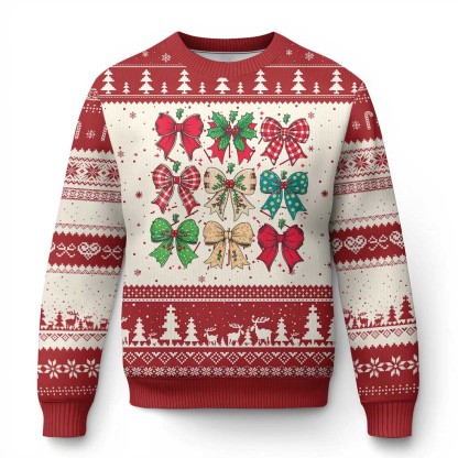 merry christmas coquette bow ugly christmas sweater festive xmas vibe 1 Merry Christmas Coquette Bow Ugly Christmas Sweater Festive Xmas Vibe - Image 1