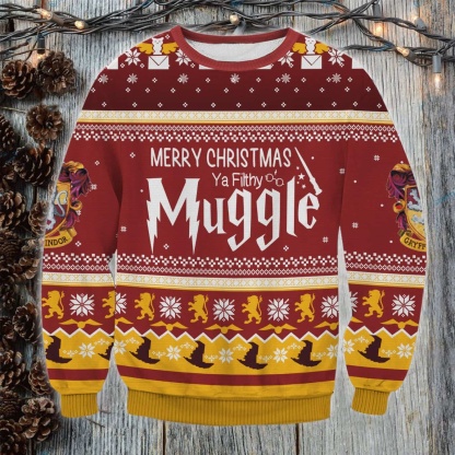 merry christmas muggle ugly christmas sweater xmas gift 1 Merry Christmas Muggle Ugly Christmas Sweater Xmas Gift - Image 1