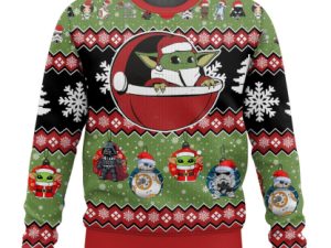 Merry Christmas Yoda Cosmic Battles Ugly Christmas Sweater - Image 1