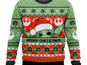 Merry Christmas Yoda Cosmic Battles Ugly Christmas Sweater Xmas Gift - Image 1
