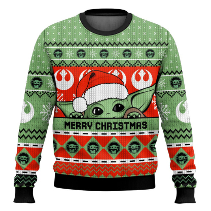 merry christmas yoda cosmic battles ugly christmas sweater xmas gift 1 Merry Christmas Yoda Cosmic Battles Ugly Christmas Sweater Xmas Gift - Image 1