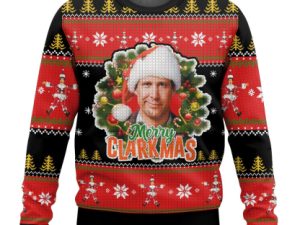 Merry Clarkmas Clark Griswold National Lampoons Christmas Vacation Ugly Christmas Sweater - Image 1