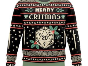 Merry Critmas Dungeons Dragons Ugly Christmas Sweater - Image 1