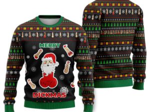 Merry Dickmas Funny Ugly Christmas Sweater - Image 1
