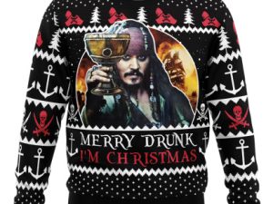 Merry Drunk Im Christmas Pirates Of The Caribbean Ugly Christmas Sweater - Image 1