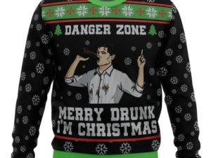 Merry Drunk Im Christmas Sterling Archer Black Ugly Christmas Sweater - Image 1