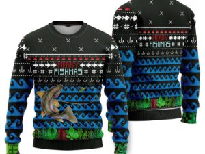 Merry Fishmas Ugly Christmas Sweater - Image 1
