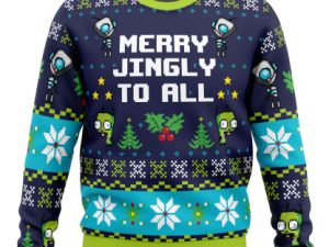 Merry Jingly Invader Zim Ugly Christmas Sweater - Image 1