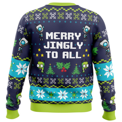 merry jingly invader zim ugly christmas sweater 2 Merry Jingly Invader Zim Ugly Christmas Sweater - Image 2