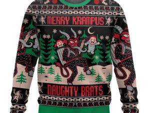 Merry Krampus Naughty Brats Ugly Christmas Sweater - Image 1