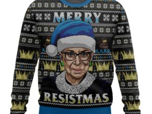 Merry Resistmas Ruth Bader Ginsburg Rbg Ugly Christmas Sweater - Image 1
