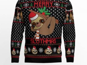 Merry Slothmas Ugly Christmas Sweater Holiday Gift - Image 1