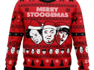 Merry Stoogemas 3 Stooges Ugly Christmas Sweater - Image 1