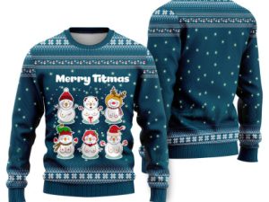 Merry Titmas Naughty Snowman Funny Ugly Christmas Sweater - Image 1
