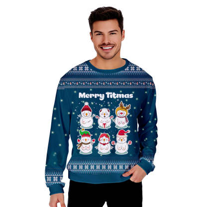 merry titmas naughty snowman funny ugly christmas sweater 2 Merry Titmas Naughty Snowman Funny Ugly Christmas Sweater - Image 2