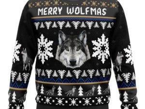 Merry Wolfmas Wolf Ugly Christmas Sweater - Image 1