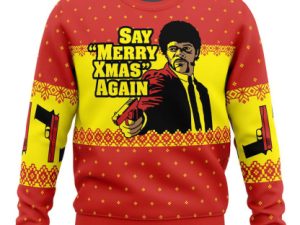 Merry Xmas Again Pulp Fiction Ugly Christmas Sweater - Image 1