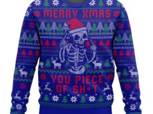 Merry Xmas You Piece Of Sht Ugly Christmas Sweater - Image 1