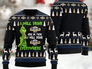 Mexican Lager Grinch Will Drink Everywhere Ugly Christmas Sweater - Image 1