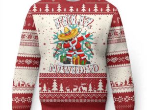 Mexico Xmas Ugly Christmas Sweater Feliz Navidad Dabbing Spanish Sombrero - Image 1