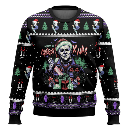 michael myers christmas creepy xmas ugly christmas sweater 1 Michael Myers Christmas Creepy Xmas Ugly Christmas Sweater - Image 1