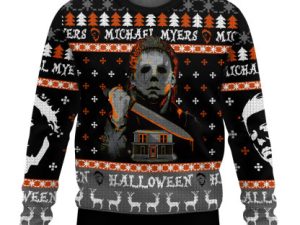 Michael Myers Ugly Christmas Sweater Halloween Ugly Christmas Sweater Holiday Gift - Image 1