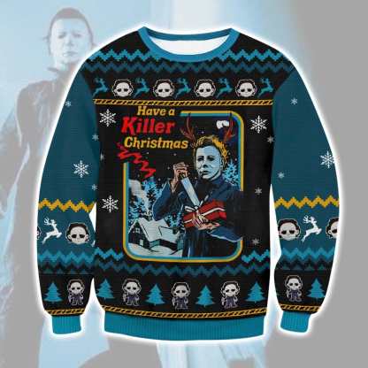 micheal myers killer ugly christmas sweater 1 Micheal Myers Killer Ugly Christmas Sweater - Image 1