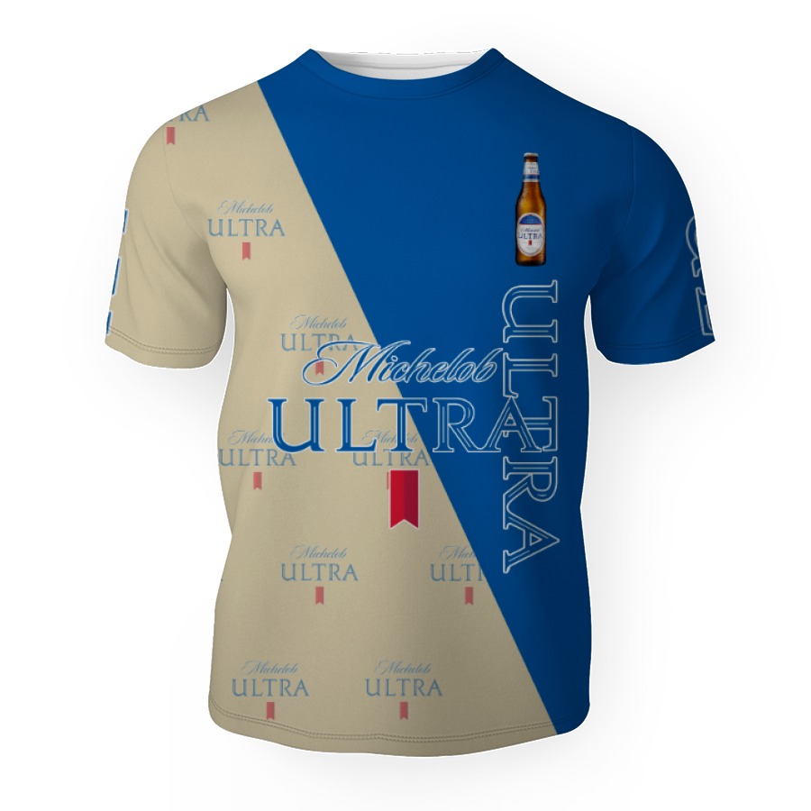 michelob ultra and pattern logo 3d unisex t shirt 1 Michelob Ultra And Pattern Logo-3D Unisex T-Shirt - Image 1