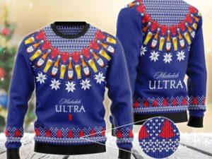 Michelob Ultra Heart Pattern Fair Isle Ugly Christmas Sweater - Image 1