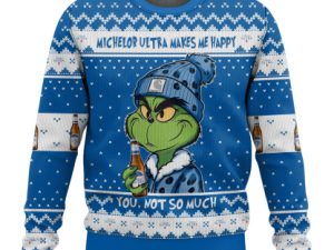 Michelob Ultra Makes Me Happy Ugly Christmas Sweater - Image 1
