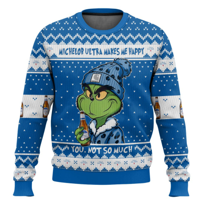 michelob ultra makes me happy ugly christmas sweater 1 Michelob Ultra Makes Me Happy Ugly Christmas Sweater - Image 1