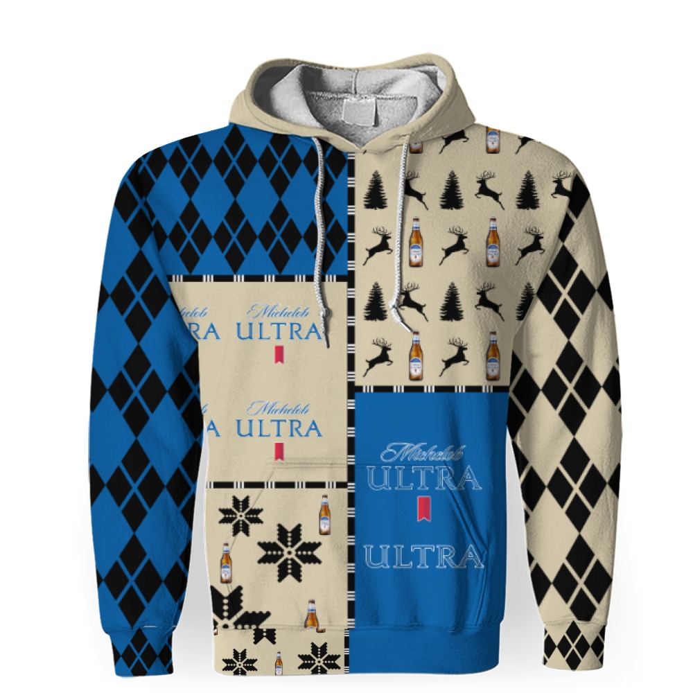 michelob ultra merry christmas and 3d unisex hoodie 1 Michelob Ultra Merry Christmas And -3D Unisex Hoodie - Image 1