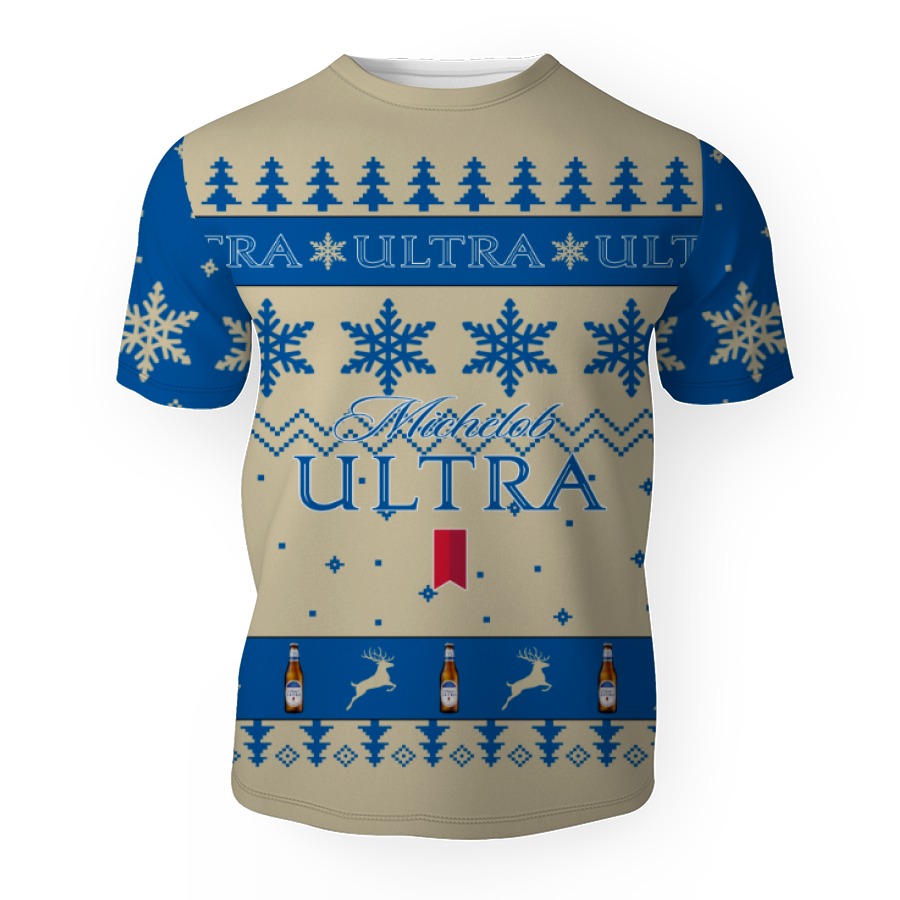 michelob ultra merry christmas unisex gift fan 3d unisex t shirt 1 Michelob Ultra Merry Christmas Unisex Gift Fan-3D Unisex T-Shirt - Image 1
