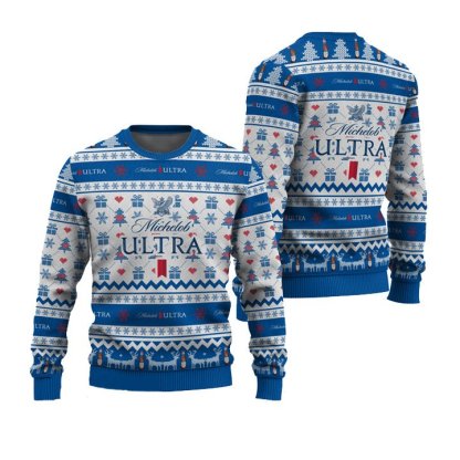 michelob ultra snowing ugly christmas sweater 1 Michelob Ultra Snowing Ugly Christmas Sweater - Image 1