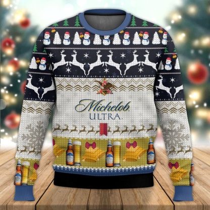 michelob ultra ugly christmas sweater present 1 Michelob Ultra Ugly Christmas Sweater Present - Image 1