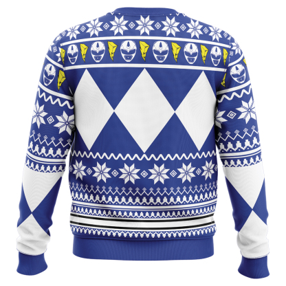 mighty morphin blue ranger power rangers ugly christmas sweater 2 Mighty Morphin Blue Ranger Power Rangers Ugly Christmas Sweater - Image 2