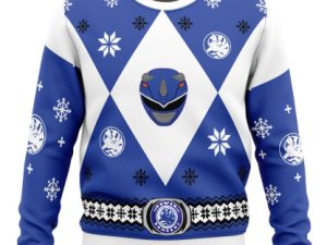 Mighty Morphin Power Rangers Blue Ugly Christmas Sweater - Image 1