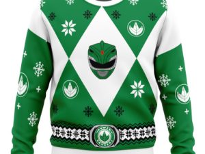 Mighty Morphin Power Rangers Green Ugly Christmas Sweater - Image 1