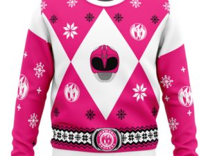 Mighty Morphin Power Rangers Pink Ugly Christmas Sweater - Image 1