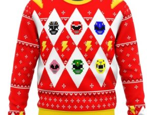 Mighty Morphin Power Rangers Ugly Christmas Sweater Holiday Gift - Image 1
