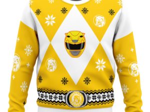Mighty Morphin Power Rangers Yellow Ugly Christmas Sweater - Image 1