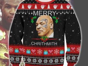 Mike Tyson Merry Chrithmith Ugly Christmas Sweater Holiday Gift - Image 1