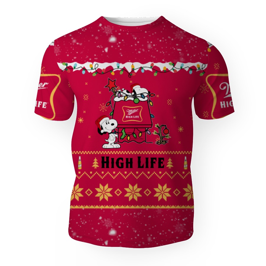 miller high life american merry christmas snoopy house cute fan gift 3d unisex t shirt 1 Miller High Life American Merry Christmas, Snoopy House Cute Fan Gift-3D Unisex T-Shirt - Image 1