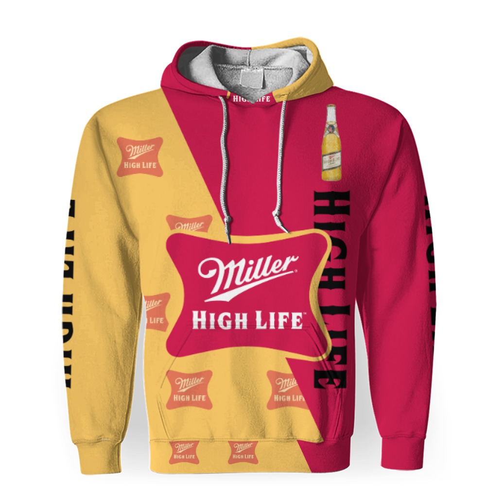 miller high life and pattern logo 3d unisex hoodie 1 Miller High Life And Pattern Logo-3D Unisex Hoodie - Image 1
