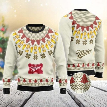 miller high life heart pattern fair isle ugly christmas sweater 1 Miller High Life Heart Pattern Fair Isle Ugly Christmas Sweater - Image 1