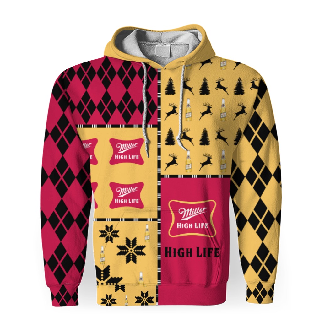 miller high life merry christmas and 3d unisex hoodie 1 Miller High Life Merry Christmas And -3D Unisex Hoodie - Image 1