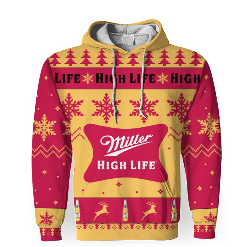 miller high life merry christmas unisex gift fan 3d unisex hoodie 1 Miller High Life Merry Christmas Unisex Gift Fan-3D Unisex Hoodie - Image 1
