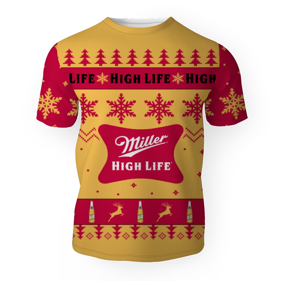 miller high life merry christmas unisex gift fan 3d unisex t shirt 1 Miller High Life Merry Christmas Unisex Gift Fan-3D Unisex T-Shirt - Image 1
